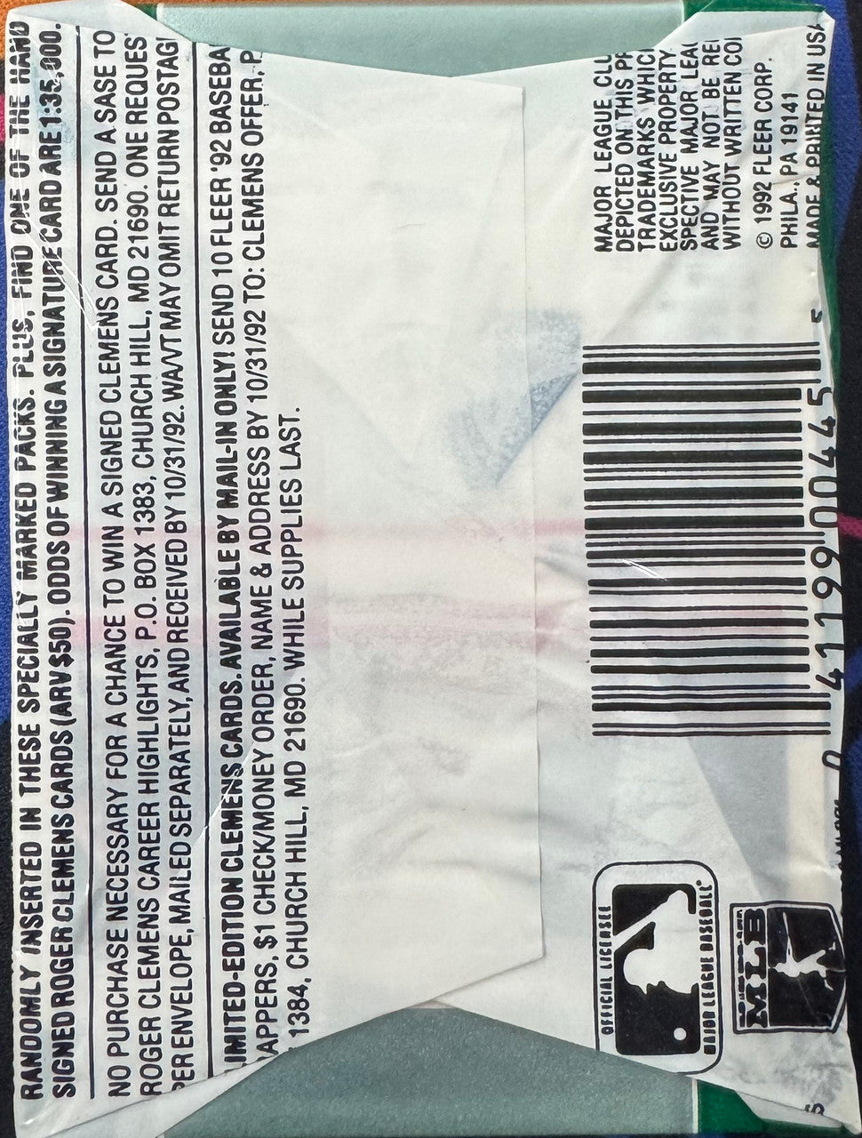 1992 Fleer Baseball Wax Pack