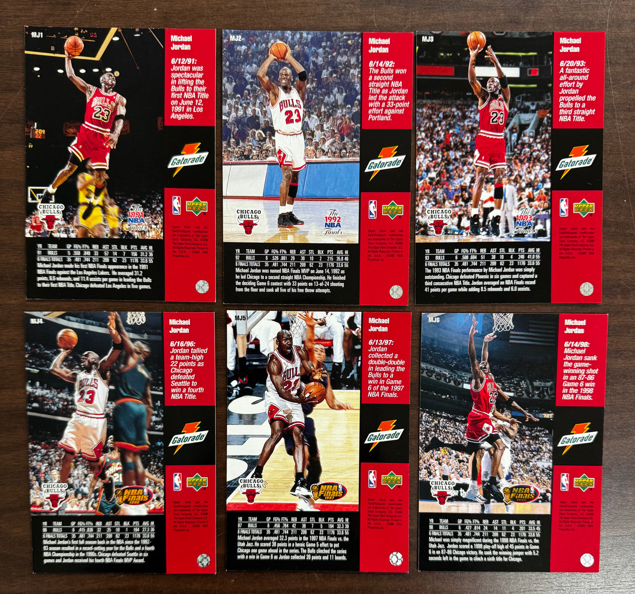 1999-2000 Upper Deck Gatorade Michael Jordan Oversized Set (6) #MJ1-6