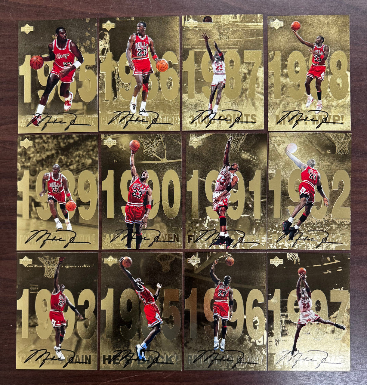 1998-99 Upper Deck Gatorade Michael Jordan Gold Oversized Set (12) "B"