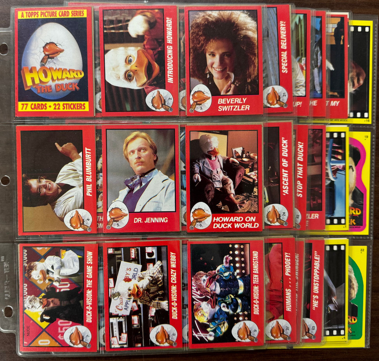 1986 Topps Howard The Duck Complete Card Set (77) W/ Stickers (22)