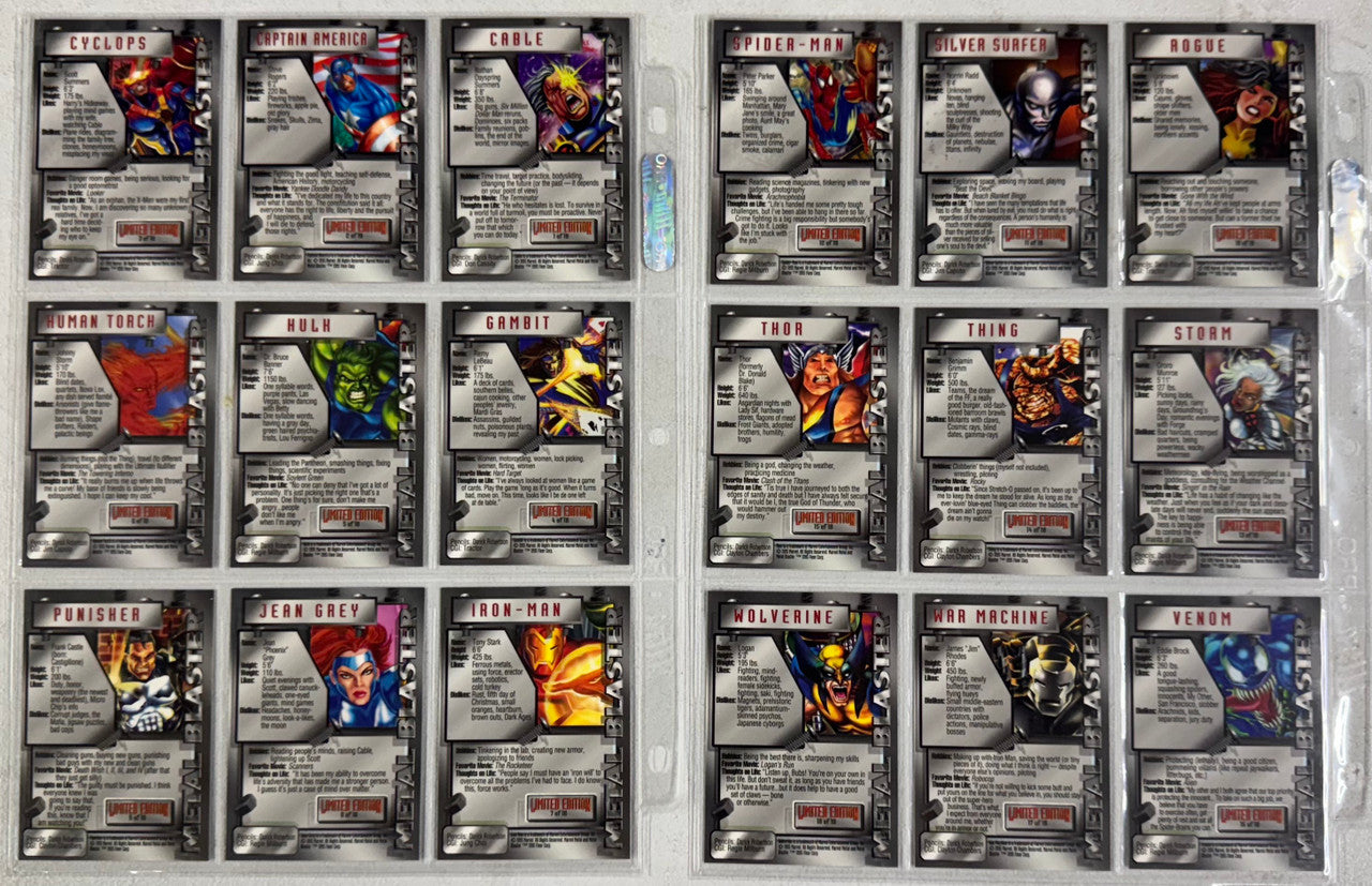 1995 Fleer Marvel Metal Complete Metal Blaster Insert Set (18) NM