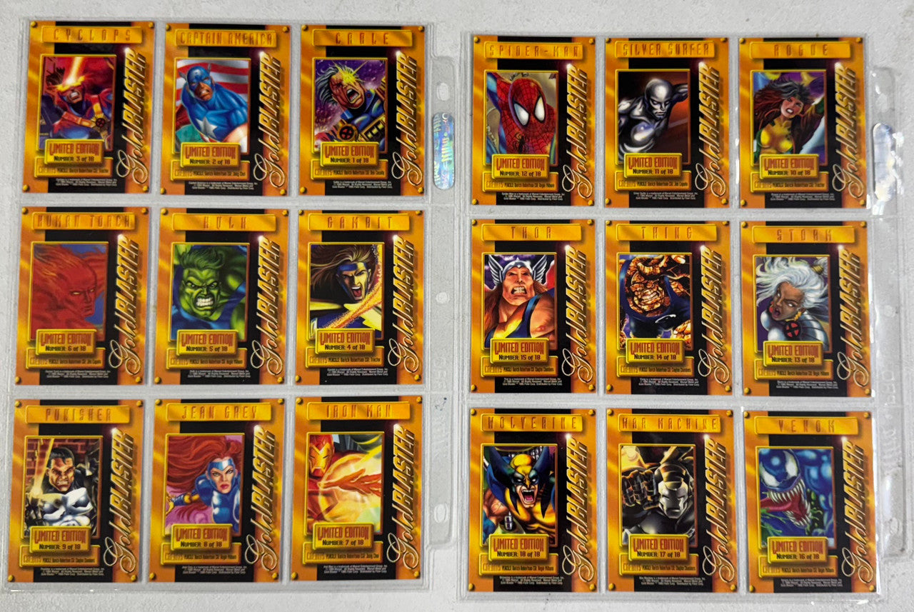 1995 Fleer Marvel Metal Complete Gold Blaster Insert Set (18) NM