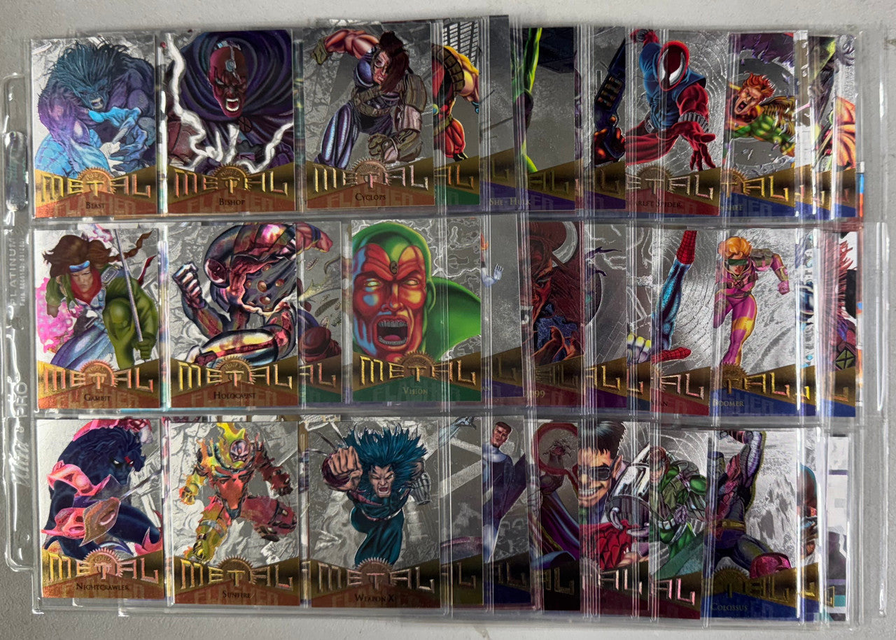 1995 Fleer Marvel Metal Silver Flasher Partial Set (110/138) W/ Wrappers NM