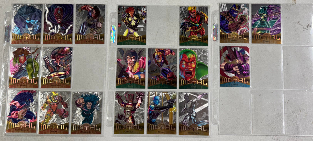 1995 Fleer Marvel Metal Silver Flasher Partial Set (110/138) W/ Wrappers NM