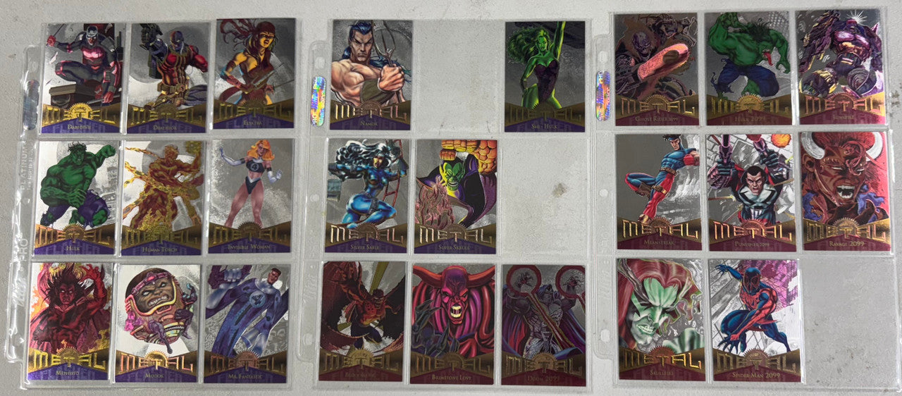 1995 Fleer Marvel Metal Silver Flasher Partial Set (110/138) W/ Wrappers NM