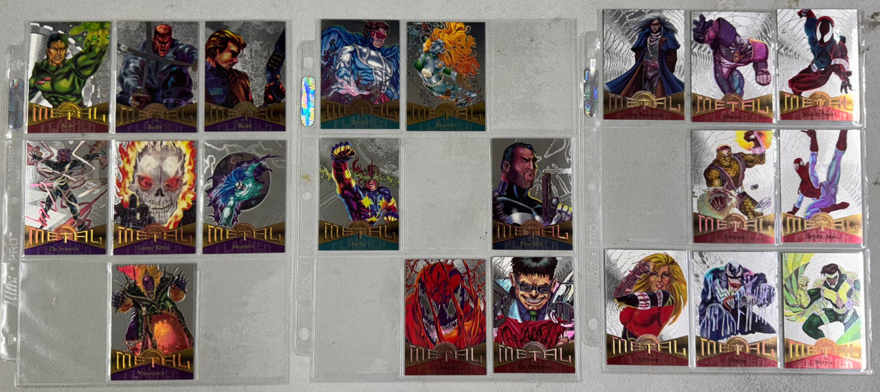 1995 Fleer Marvel Metal Silver Flasher Partial Set (110/138) W/ Wrappers NM
