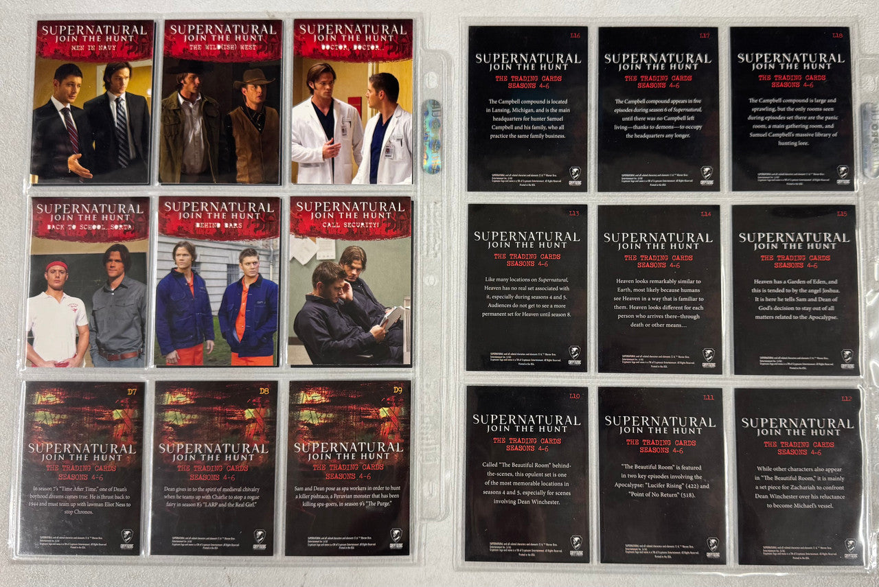 2016 Cryptozoic Supernatural Join the Hunt Seasons 4-6 Complete Set W/ Inserts