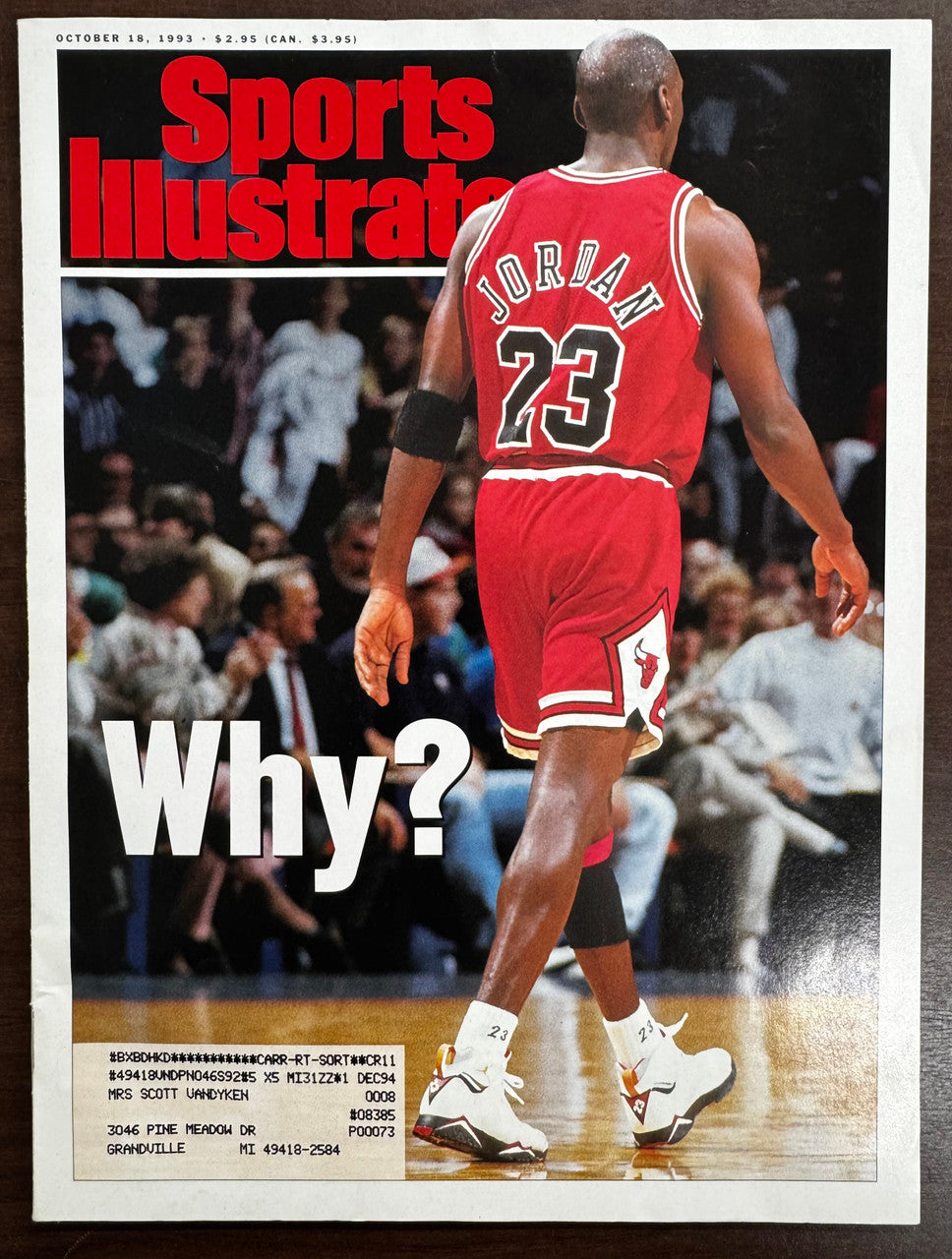 October 18, 1993 Michael Jordan Sports Illustrated Magazine "Why?"