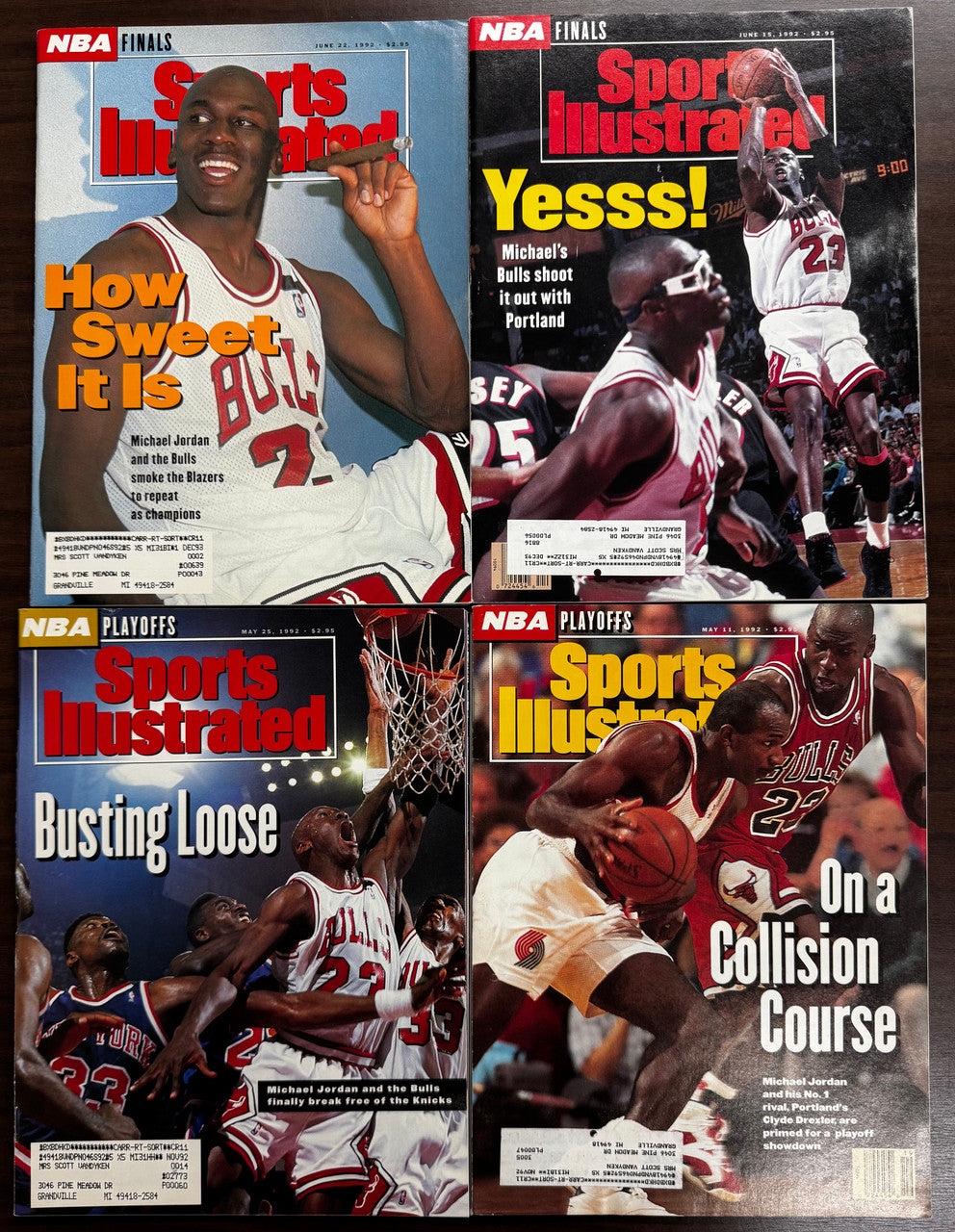 1992 S.I. Magazine NBA Playoffs/Finals Lot of 4 Michael Jordan "How Sweet It Is"