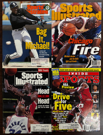 Lot of 4 1990s Michael Jordan Magazines - Sports Illustrated, Inside Sports