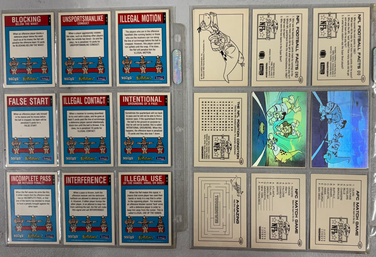 1993 Cardz The Flintstones NFL Complete Card Set (110/110) W/ Holograms