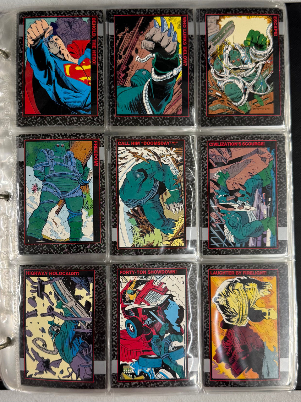 1992-93 SkyBox The Death and Return of Superman Complete Sets W/ Inserts, Binder