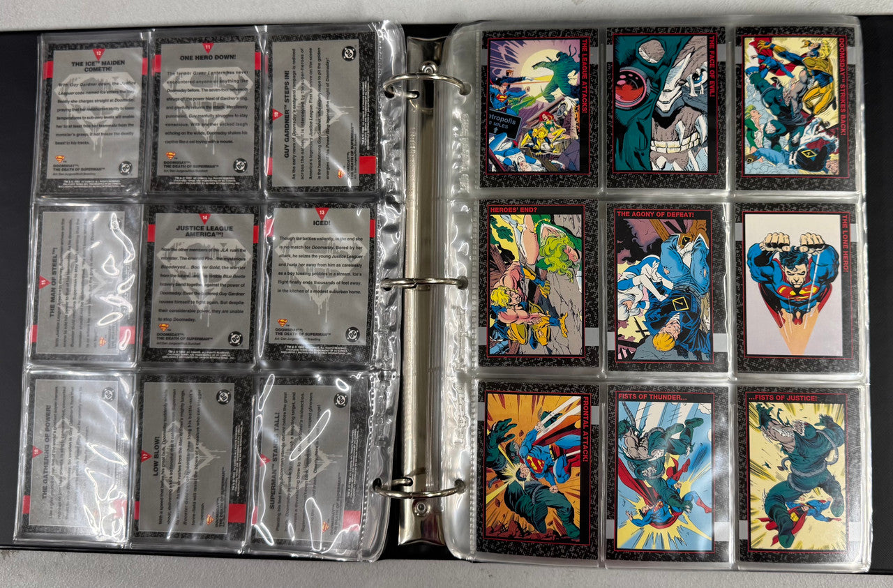 1992-93 SkyBox The Death and Return of Superman Complete Sets W/ Inserts, Binder