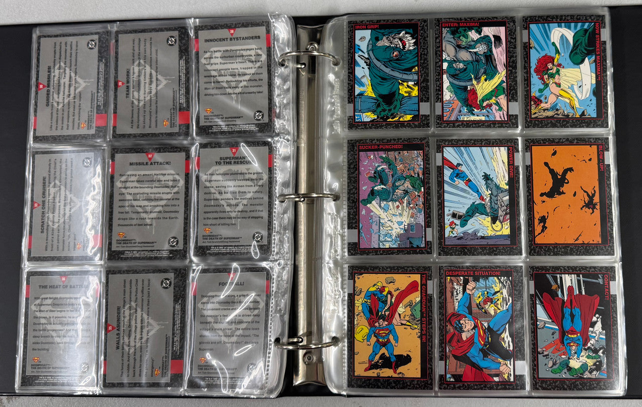 1992-93 SkyBox The Death and Return of Superman Complete Sets W/ Inserts, Binder
