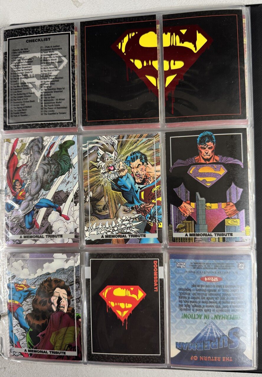 1992-93 SkyBox The Death and Return of Superman Complete Sets W/ Inserts, Binder