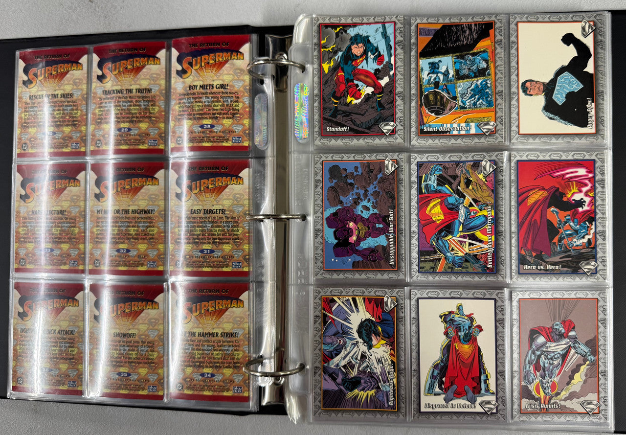 1992-93 SkyBox The Death and Return of Superman Complete Sets W/ Inserts, Binder