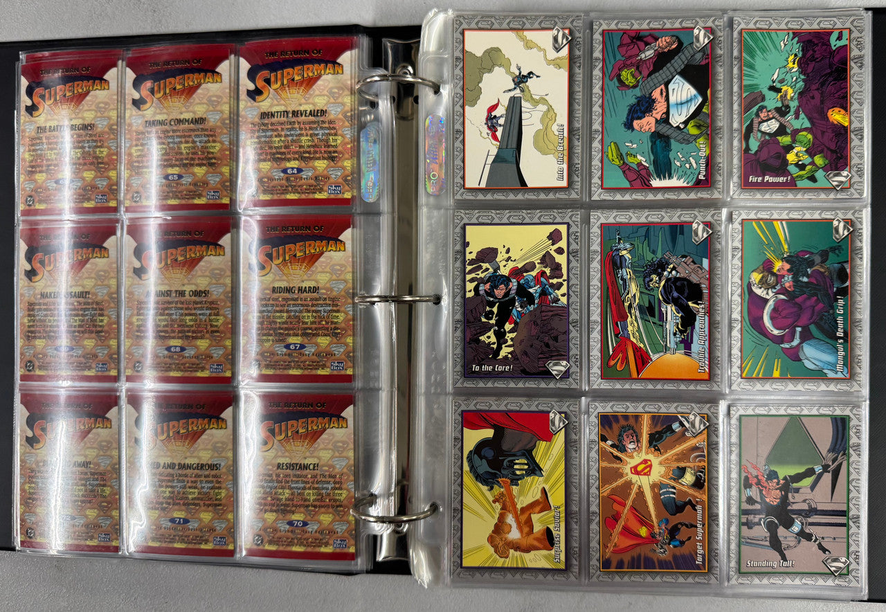 1992-93 SkyBox The Death and Return of Superman Complete Sets W/ Inserts, Binder