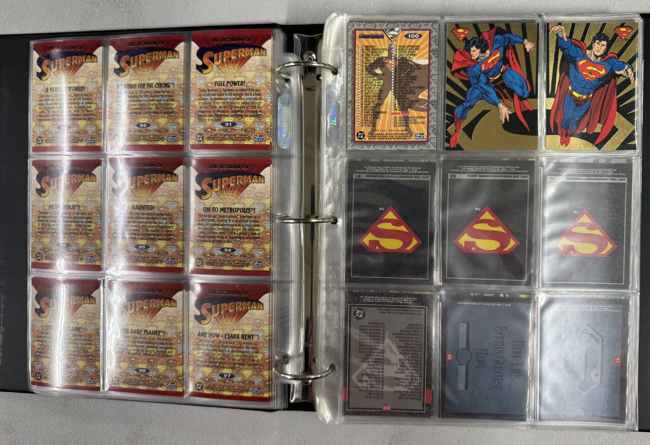 1992-93 SkyBox The Death and Return of Superman Complete Sets W/ Inserts, Binder