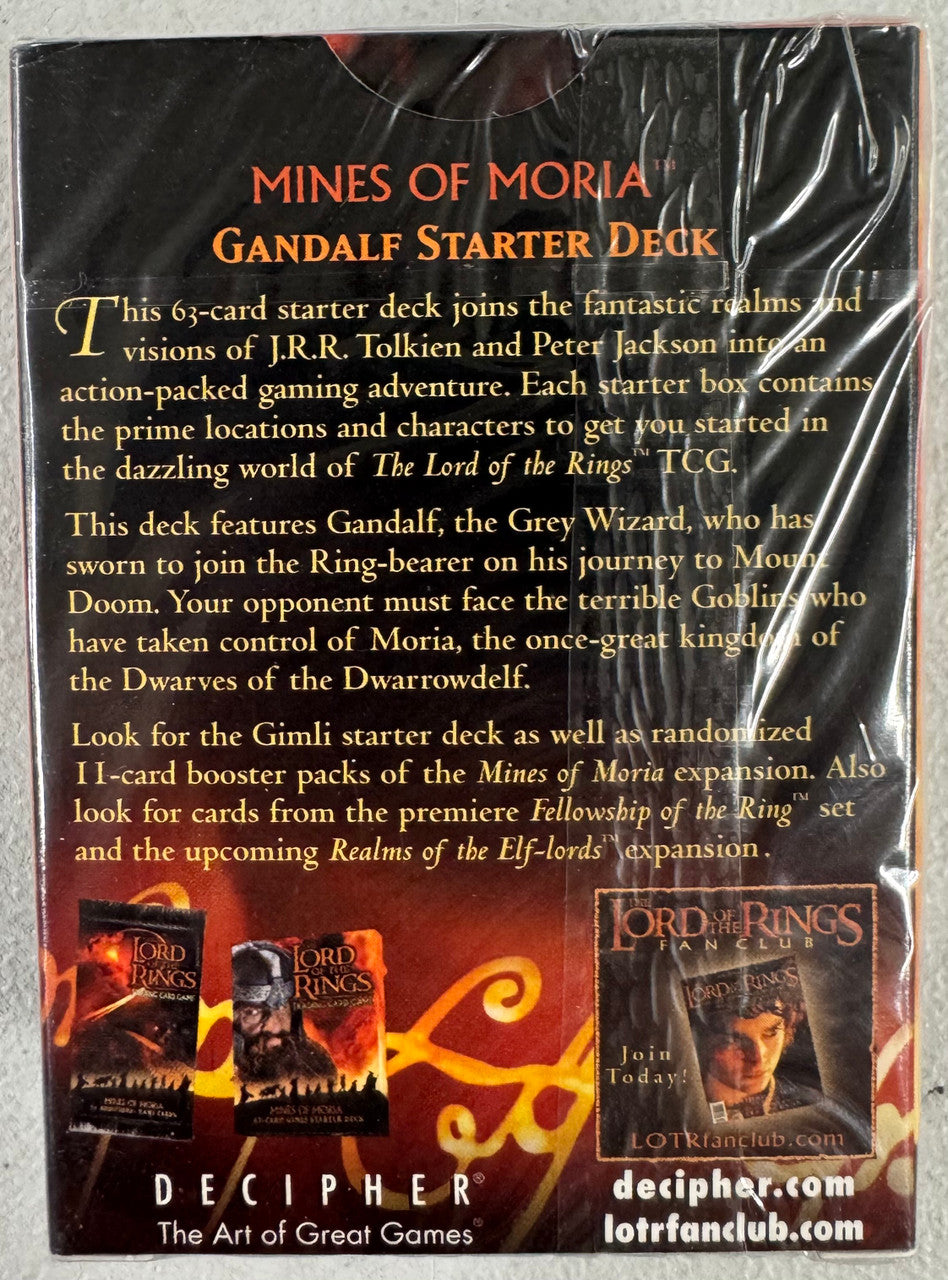 2002 Decipher Lord of the Rings Mines of Moria Gandalf Starter Deck New