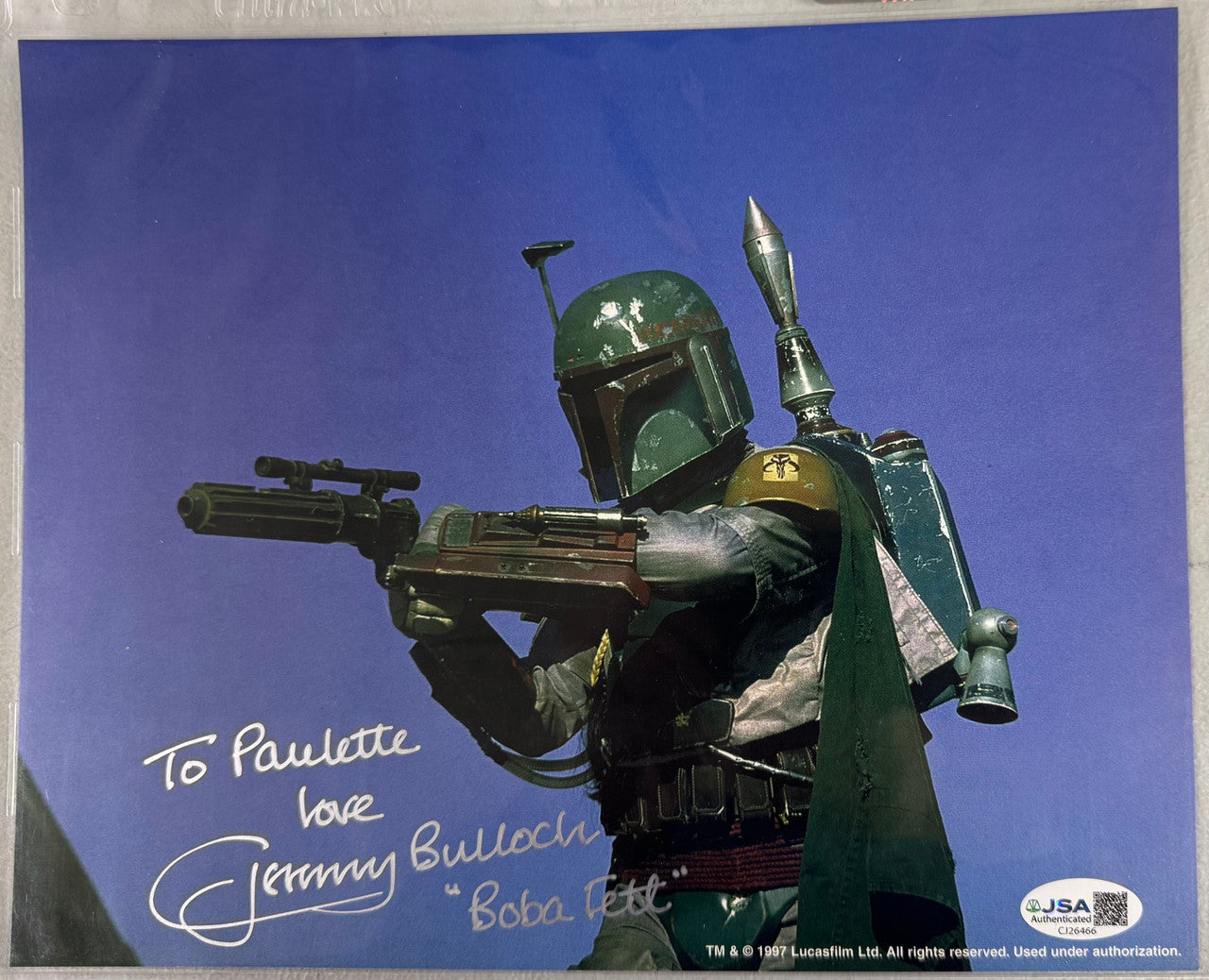 Jeremy Bullock "Bobba Fett" Star Wars Signed Autographed 8x10 Photo JSA