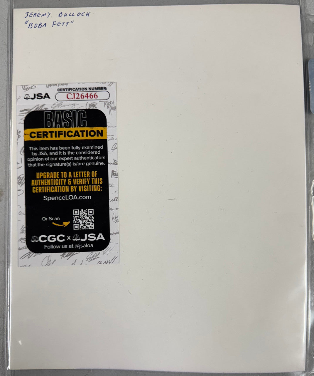 Jeremy Bullock "Bobba Fett" Star Wars Signed Autographed 8x10 Photo JSA