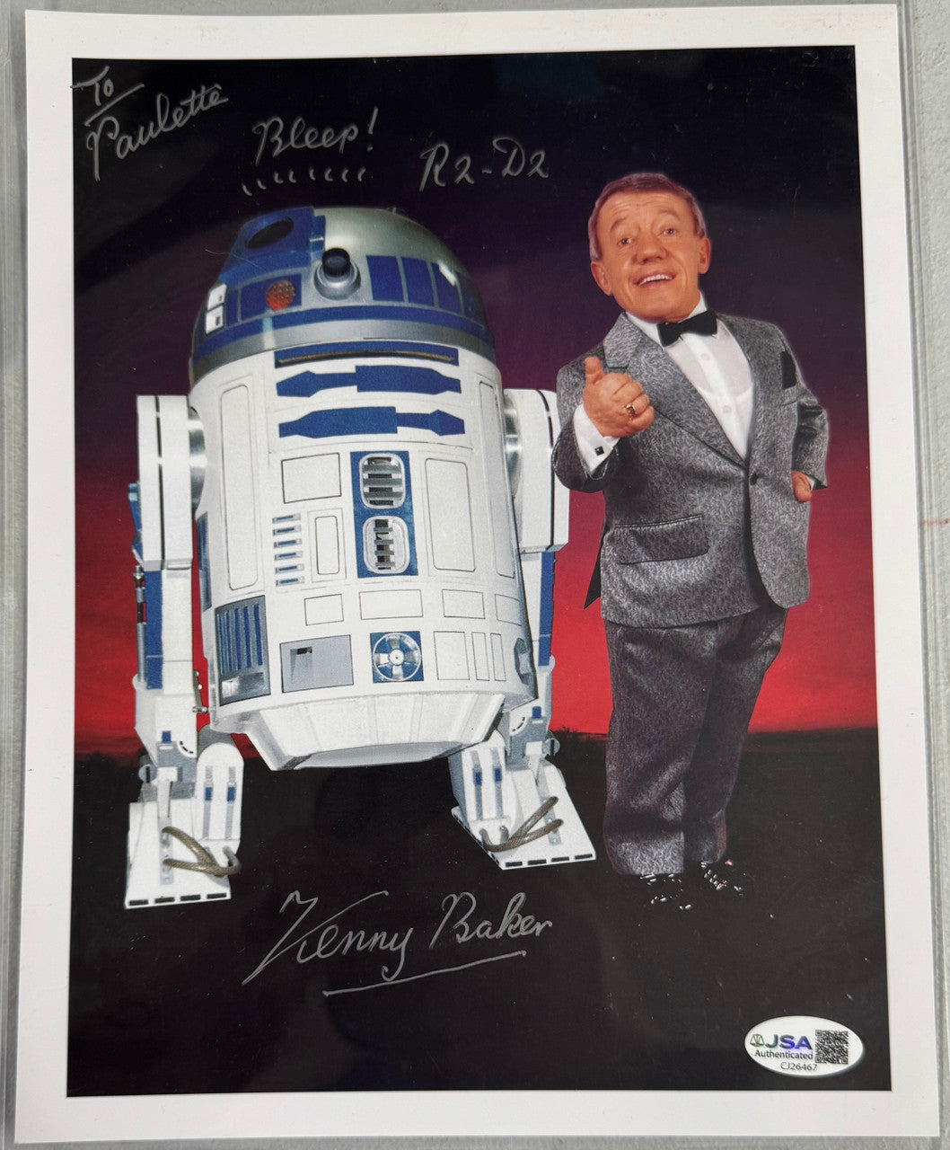 Kenny Baker "R2-D2" Star Wars Signed Autographed 8x10 Photo JSA