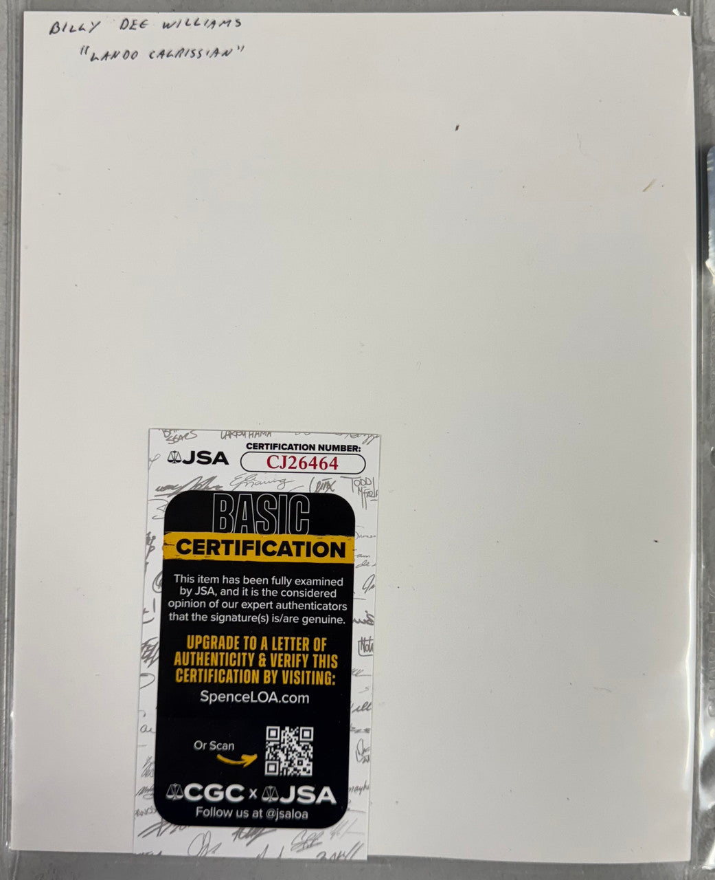 Billy Dee Williams Lando Calrissian Star Wars Signed Autographed 8x10 Photo JSA