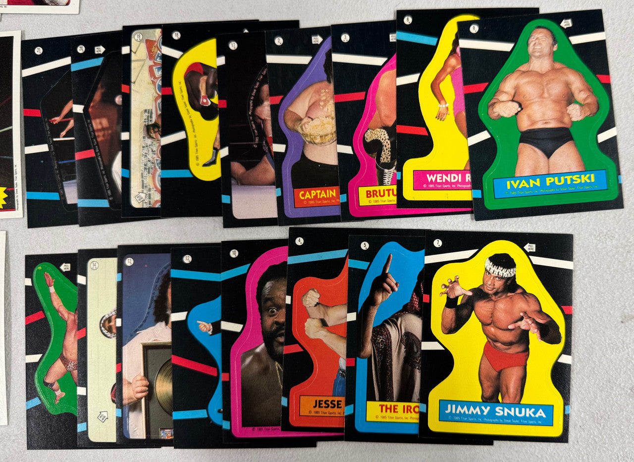 1985 Topps WWF Wrestling Partial Card Set (64/66) W/ Stickers (17/22) No Hogan