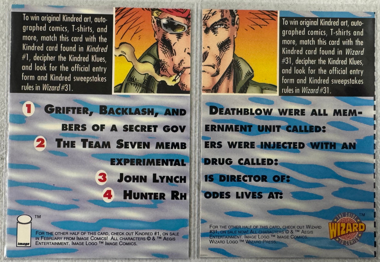 1993 Image Wizard Comics Kindred Left and Right Puzzle Promo Card Set
