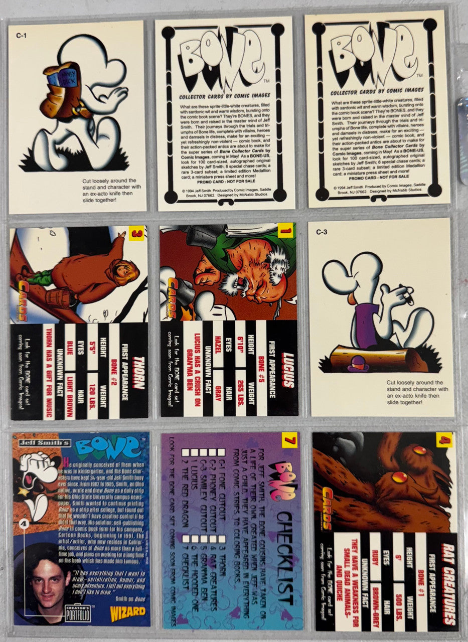 1994 Comic Images Bone Collector Card Promo and Insert Lot