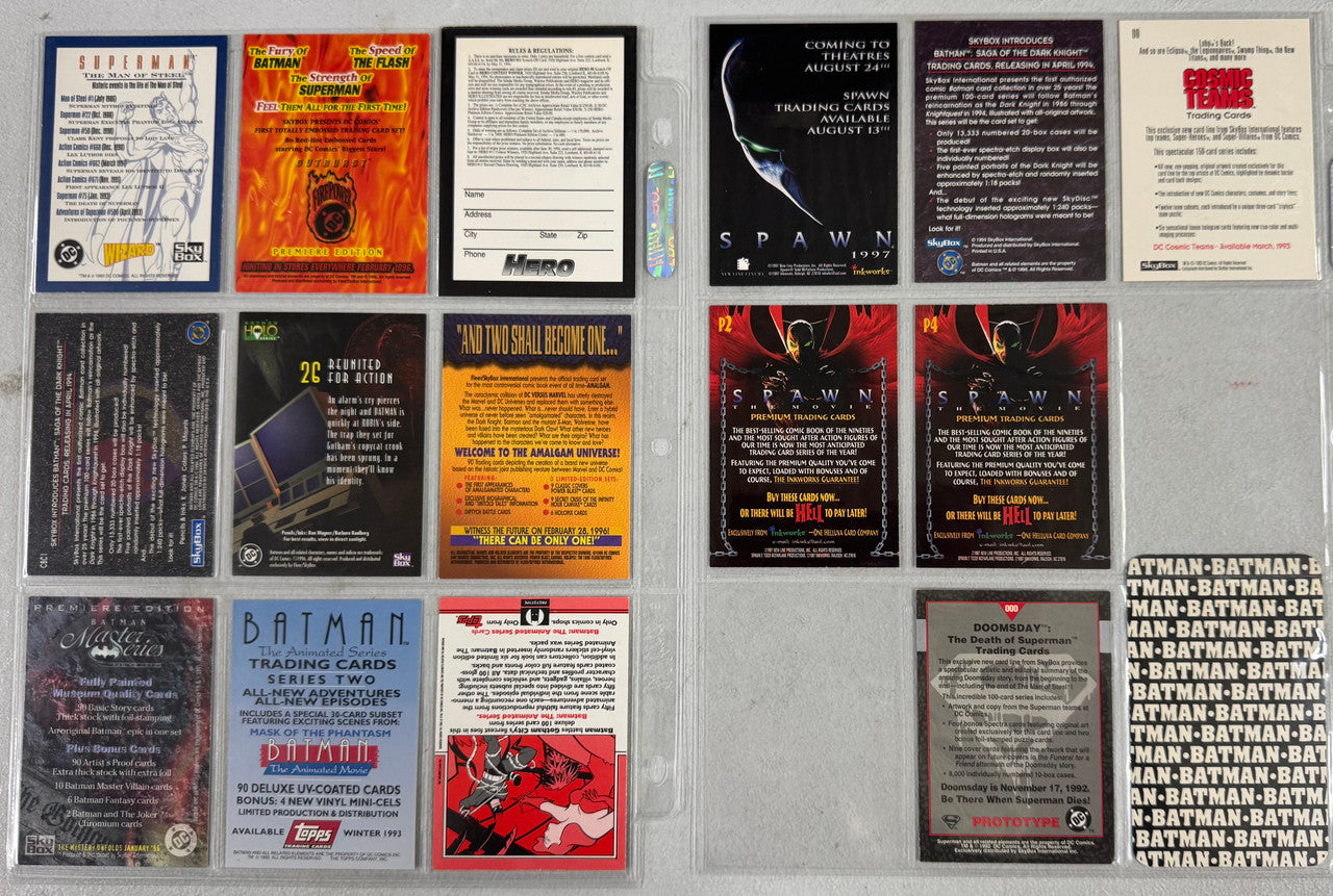 DC Comics Collector Card Promo Lot, Batman, Superman, Spawn