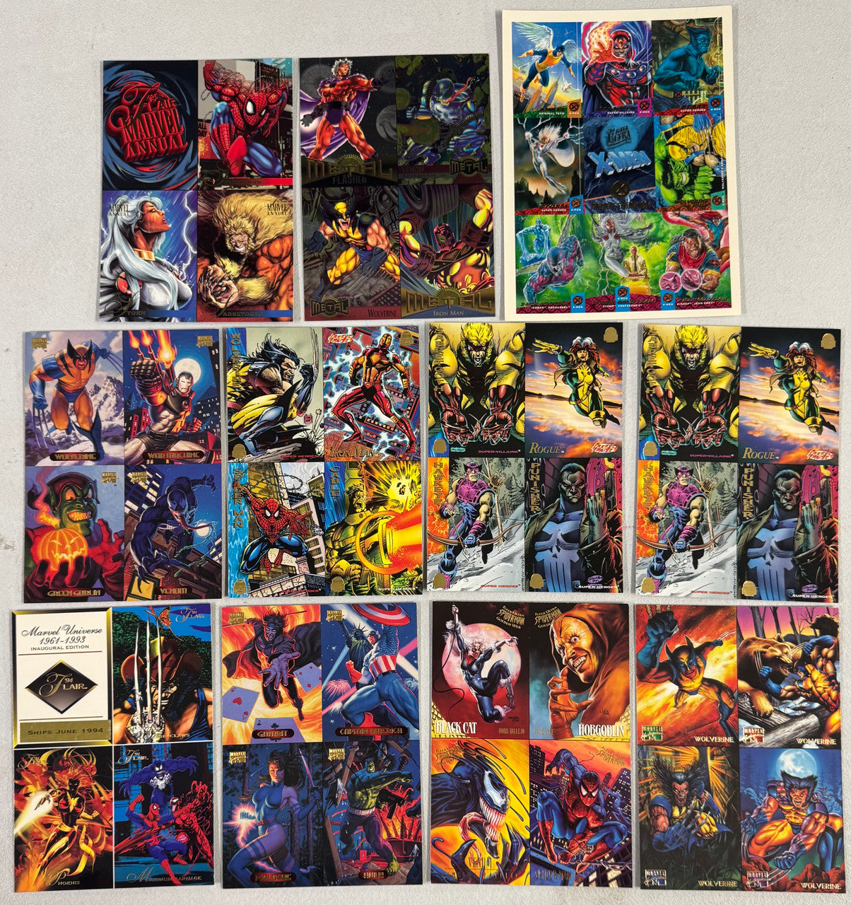 SkyBox/Fleer Marvel Uncut Sheet Collector Card Promo Lot, Spider-Man, Iron Man