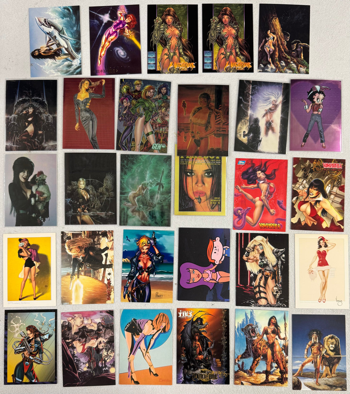 Super Woman, Model, Chrome Collector Card Promo Lot, Elvira, Betty Boop