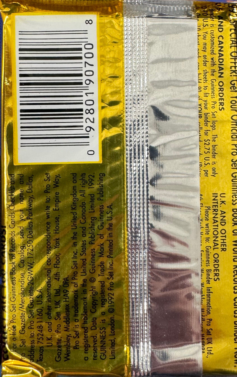 1992 Pro Set Guinness Book of Records Cards Wax Pack