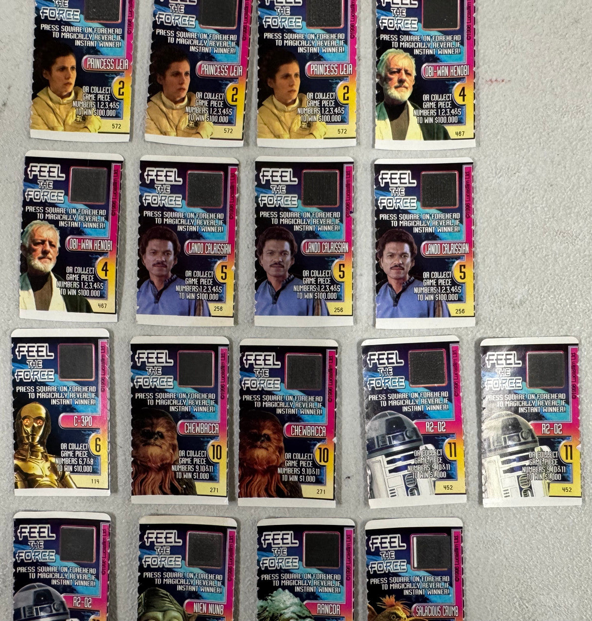 Taco Bell Star Wars Trilogy Feel the Force Game Piece Lot