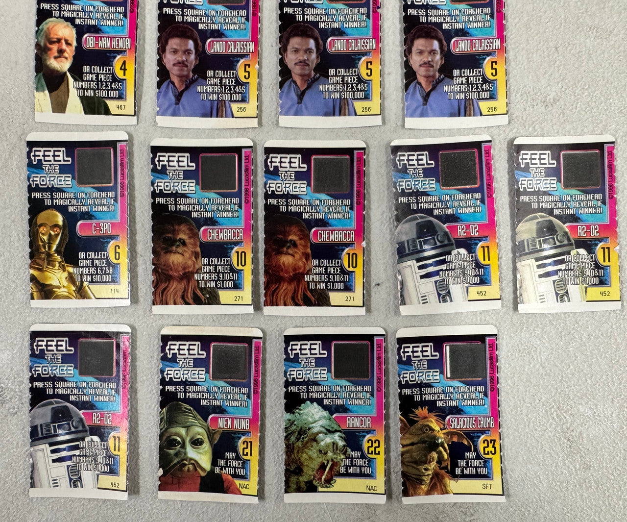 Taco Bell Star Wars Trilogy Feel the Force Game Piece Lot