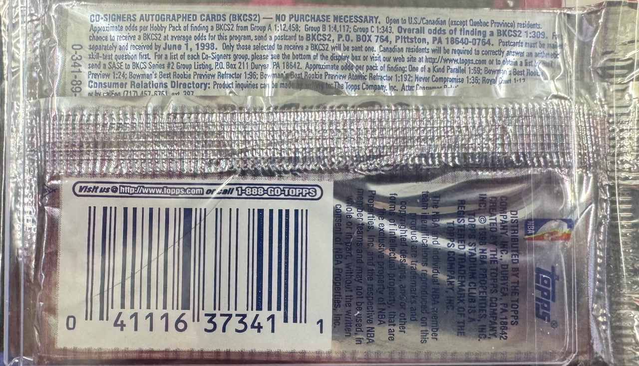 1997/98 Topps Basketball Stadium Club Series 2 Pack