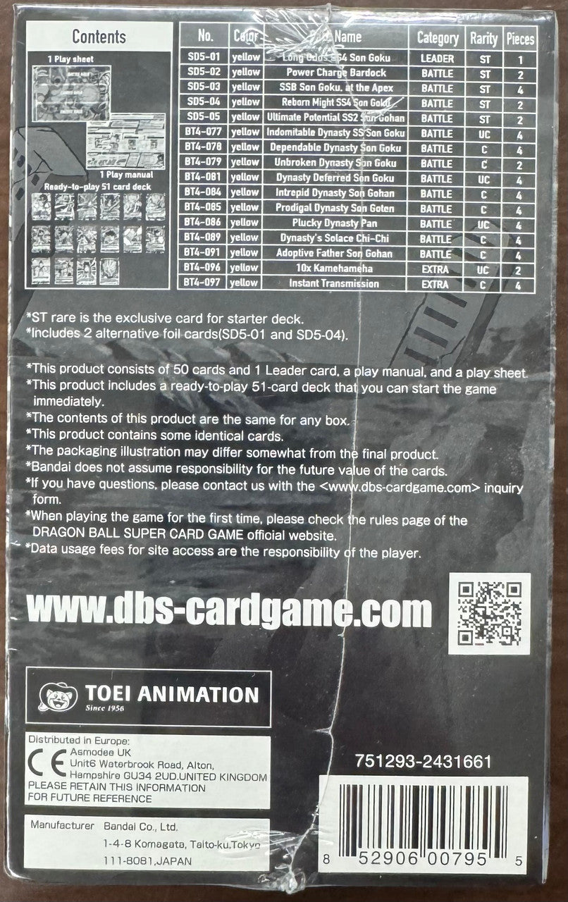 2018 Dragon Ball Super The Crimson Saiyan Starter Deck Display Box