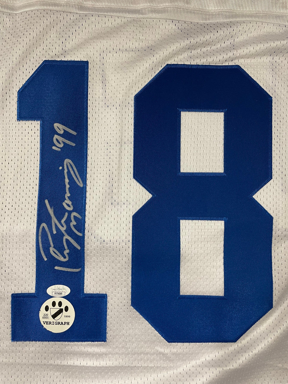 Peyton Manning Signed Autographed White Puma Jersey XL JSA