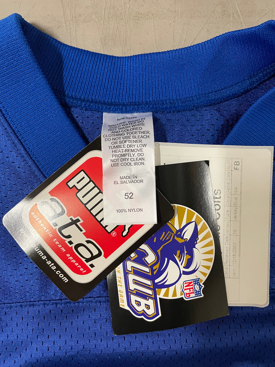 Peyton Manning Signed Autographed Blue Puma Jersey XL JSA
