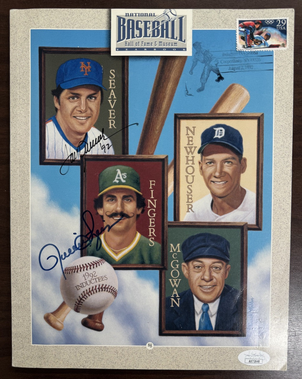 Rollie Fingers + Tom Seaver Signed Autographed 1992 HoF Museum Yearbook JSA
