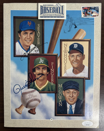Rollie Fingers + Tom Seaver Signed Autographed 1992 HoF Museum Yearbook JSA