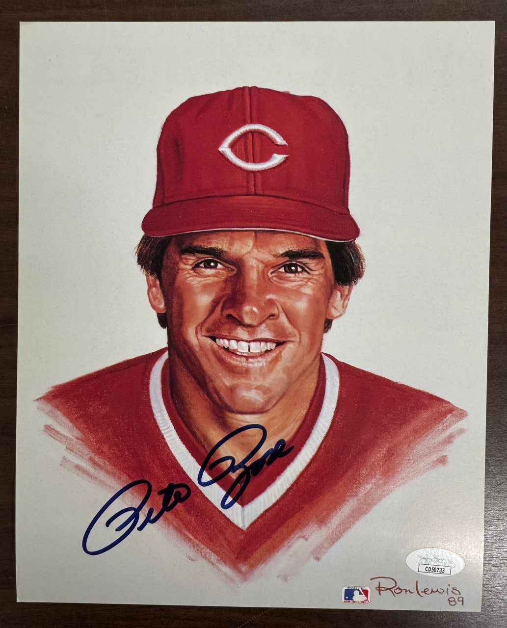 Pete Rose Signed Autographed Ron Lewis 8x10 Artwork #8 /5000 JSA Certified