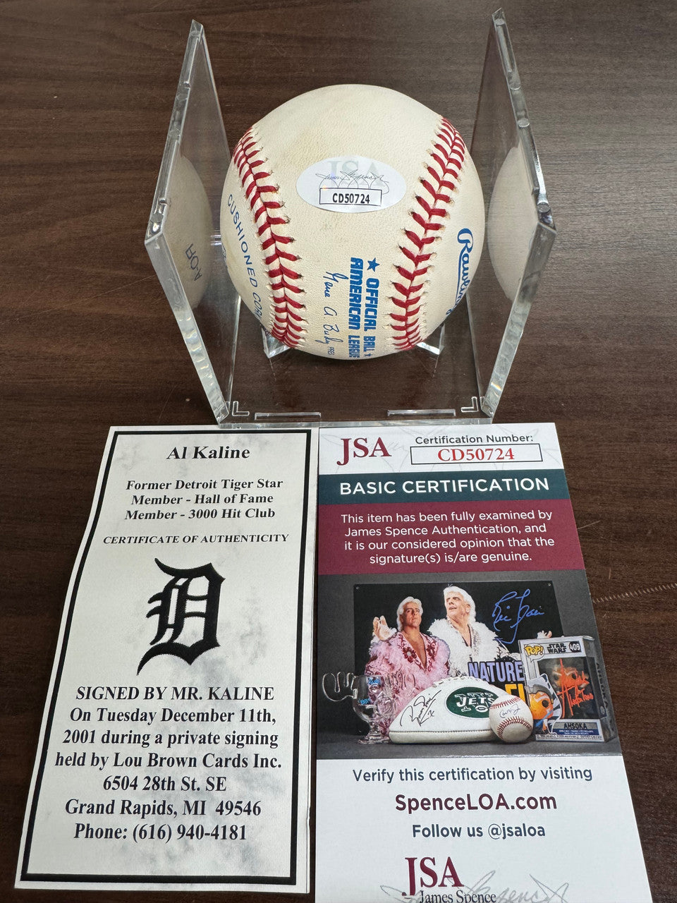 Al Kaline Signed Autographed Rawlings OAL Baseball JSA "B"
