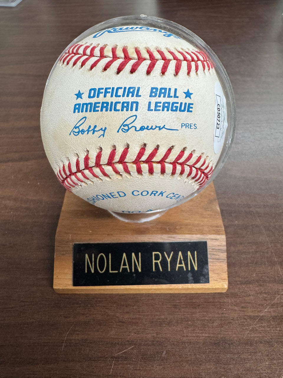 Nolan Ryan Signed Autographed Rawlings OAL Baseball JSA "B"