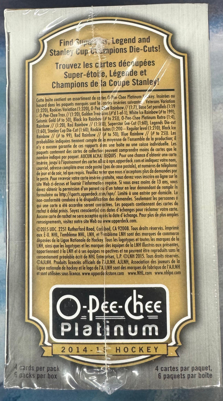 2014/15 O-Pee-Chee Platinum Hockey Blaster Box Factory Sealed