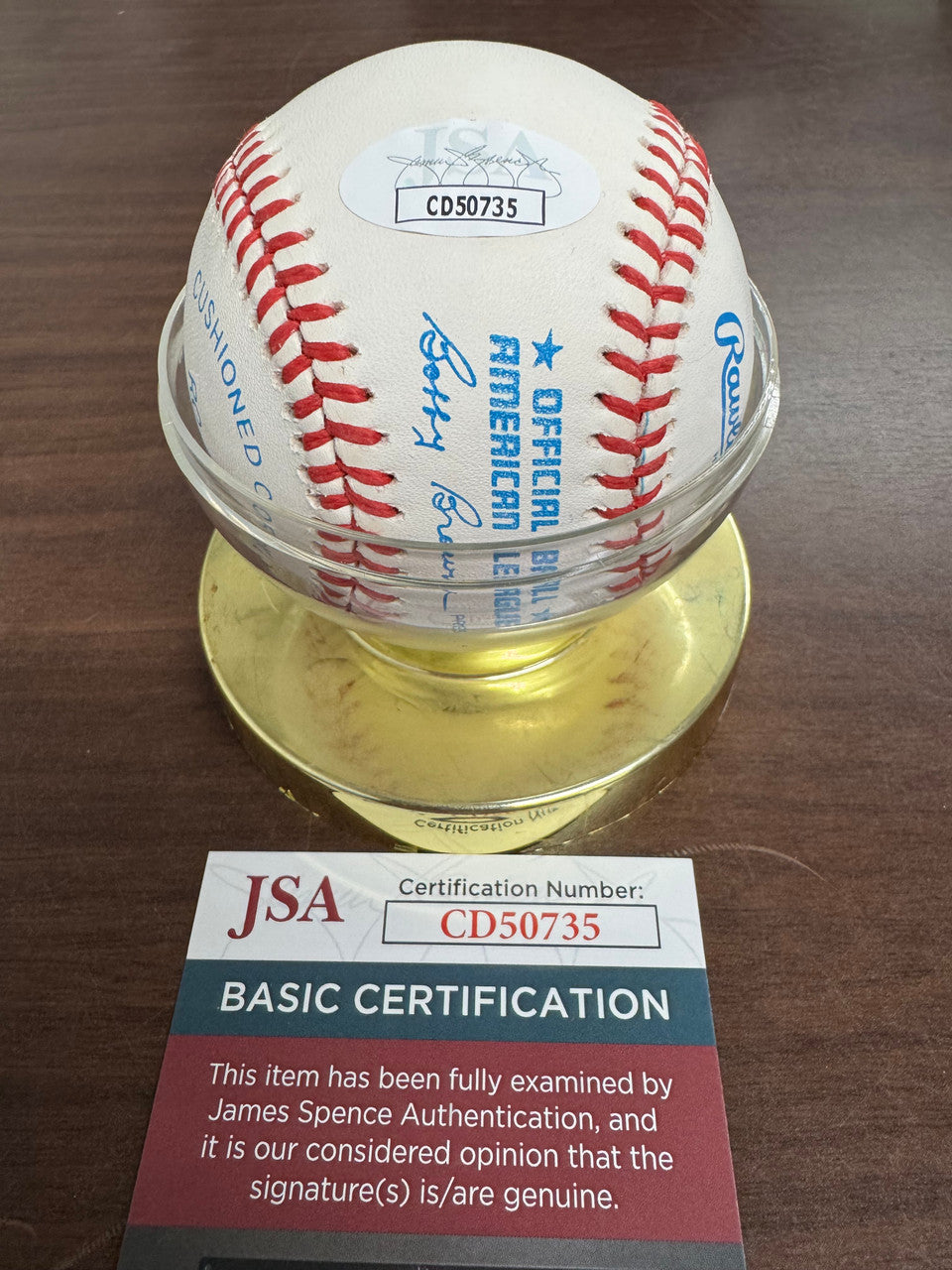 George Bell Signed Autographed Rawlings OAL Baseball JSA