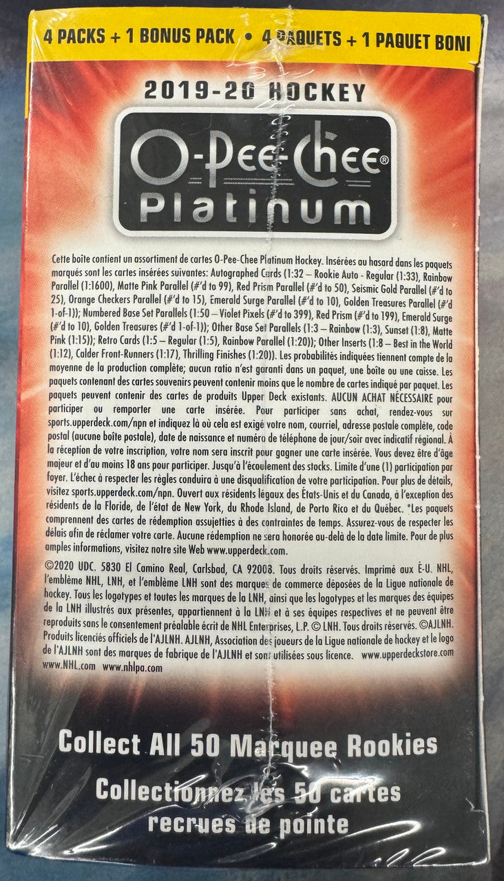 2019/20 O-Pee-Chee Platinum Hockey Blaster Box Factory Sealed
