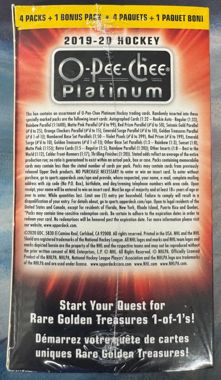 2019/20 O-Pee-Chee Platinum Hockey Blaster Box Factory Sealed