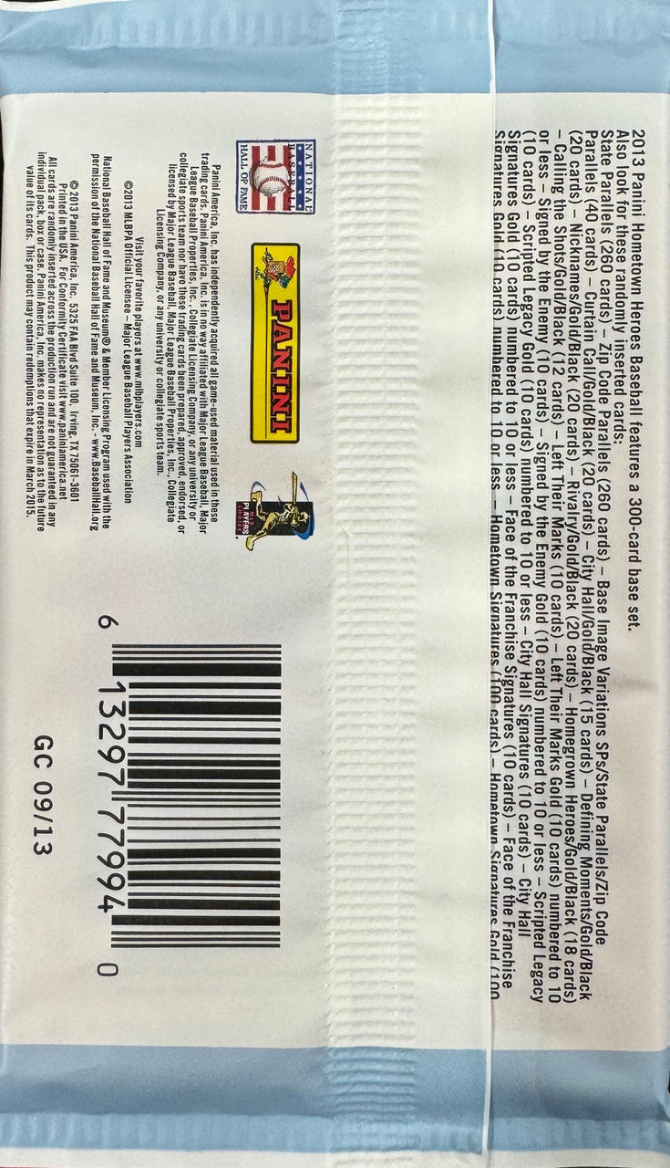 2013 Panini Hometown Heroes Baseball Retail Pack